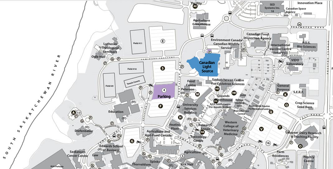 Map displaying location of the CLS and parking lots