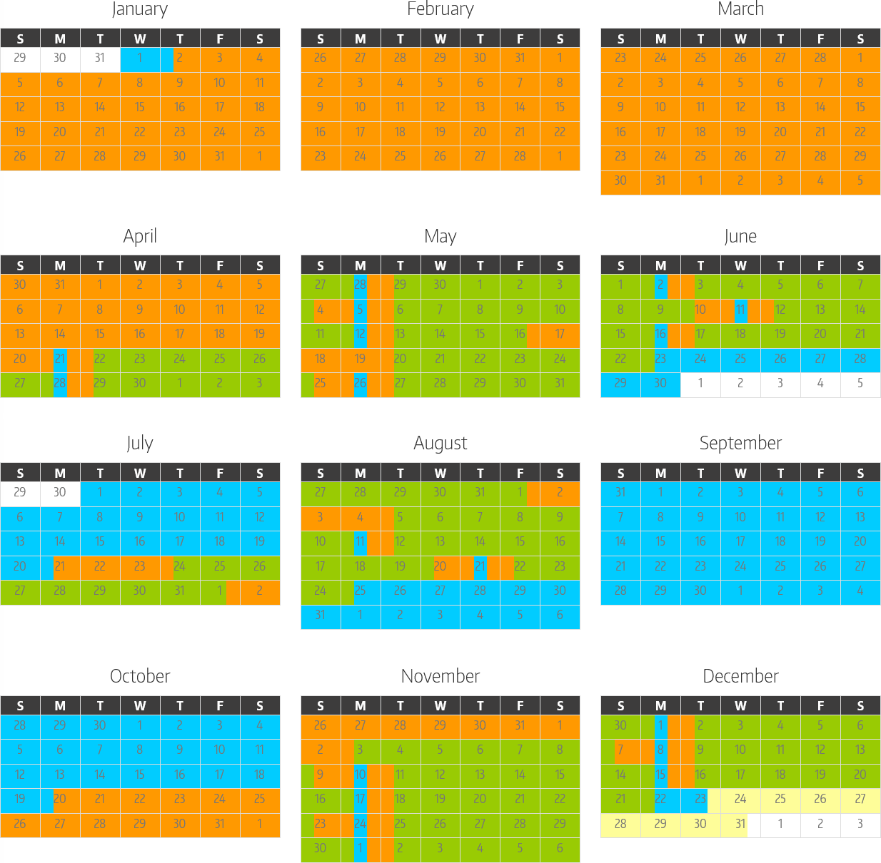 CLS Schedule January to December 2025